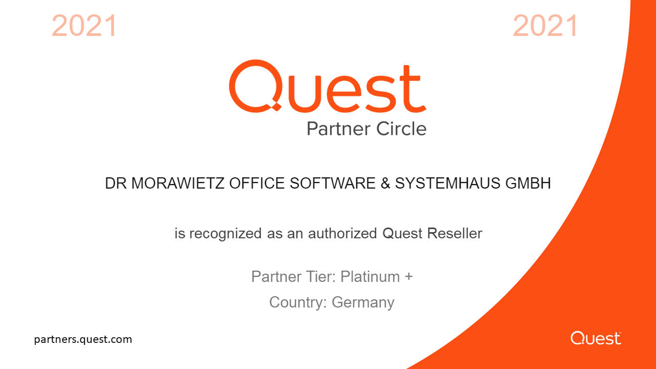Quest Platinum+ Partner Zertifikat